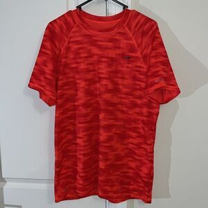 Nike Dri-Fit Digital Digi Camo Block Tennis T Shirt Print Neon Red M Classic